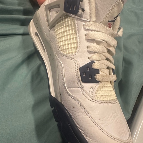 Jordan White and Blue Sneakers with Mesh Upper and Cushioning